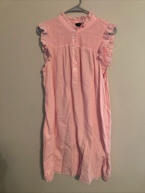 J.Crew Garden Dress Smocked Front Soft Gauze Ruffle Collar Pink L